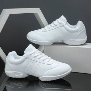 BAXINIER Girls US 10 Toddler White Breathable Cheerleading Dance Shoes Training
